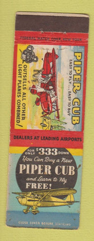 Matchbook Cover - Piper Cub Airplane WORN
