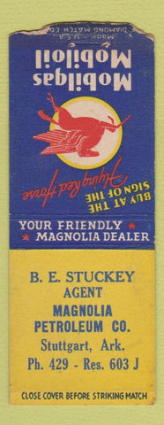 Matchbook Cover - Mobil oil gas BE Stuckey Stuttgart AR BOBTAIL