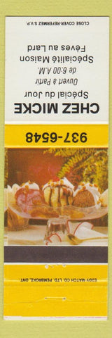 Matchbook Cover - Chez Micke QC