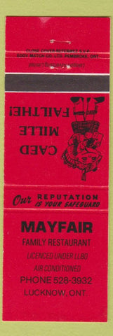 Matchbook Cover - Mayfair Family Restaurant Lucknow ON