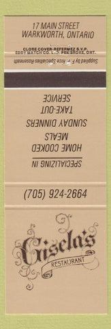 Matchbook Cover - Gisela's Restaurant Warkworth ON