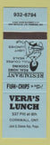 Matchbook Cover - Vera's Lunch Cornwall ON