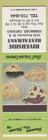 Matchbook Cover - Riverside Restaurant Pembroke ON