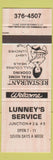 Matchbook Cover - Leunney's Service