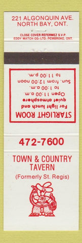 Matchbook Cover - Town and Country Tavern North Bay ON