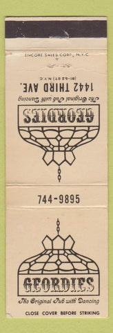 Matchbook Cover - Geordies Pub New York City