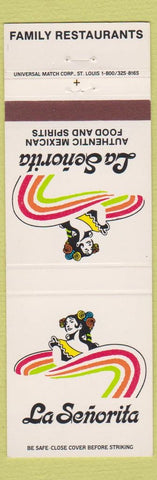Matchbook Cover - La Senorita Mexican Restaurants girlie Petoskey Saginaw MI