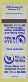 Matchbook Cover - Villa Roma Italian pizza Victoria BC