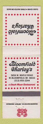 Matchbook Cover - Bloomfield Charley's West Bloomfield MI
