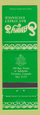 Matchbook Cover - Sammy's Bay Street Exchange Toronto ON