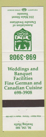 Matchbook Cover - Association of Danube Swabians Toronto ON