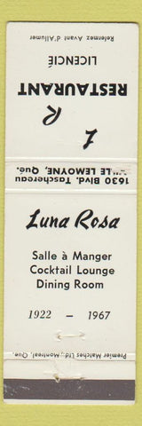 Matchbook Cover - Luna Rosa 1967 Lemoyne QC WEAR