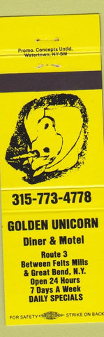 Matchbook Cover - Golden Unicorn Felts Mill Great Bend NY