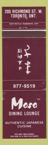 Matchbook Cover - Masa Japanese Restaurant Toronto ON