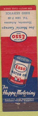 Matchbook Cover - Joe Morris Garage Esso oil gas Humnoke AR