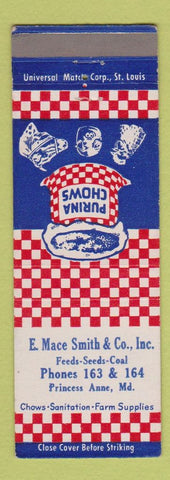 Matchbook Cover - Purina Chows feed Princess Anne MD low phone E Mace