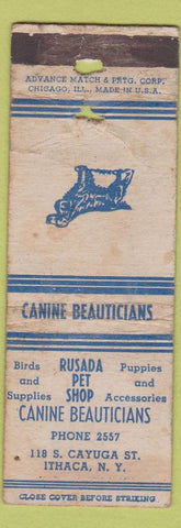 Matchbook Cover - Rusada Pet Shop Dog Grooming Ithaca NY ADVANE WORN