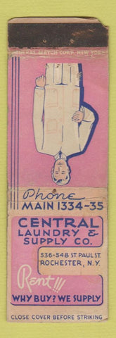Matchbook Cover - Central Laundry Rochester NY FEDERAL WORN