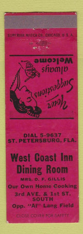 Matchbook Cover - West Coast Inn St Petersburg FL girlie