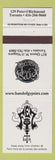 Matchbook Cover - Band of Gypsies Toronto ON
