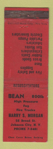 Matchbook Cover - Bean High Pressure Fog Fire Trucks Johnson City NY WEAR