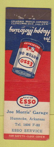 Matchbook Cover - Esso oil gas Joe Morris Humnoke AR