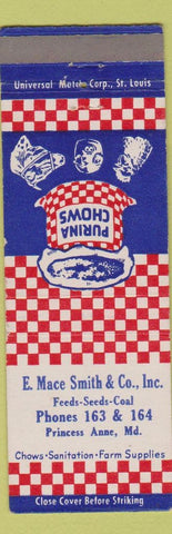 Matchbook Cover - Purina Chows feed Princess Anne MD low phone E Mace
