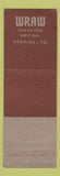 Matchbook Cover - WRAW Radio Reading PA