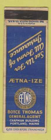 Matchbook Cover - Royce Thomas General Agent Insurance Portland ME WORN