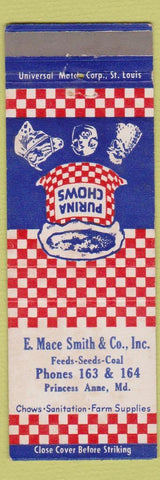 Matchbook Cover - Purina Chows feed Princess Anne MD low phone E Mace