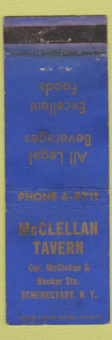 Matchbook Cover - McLellan Tavern Schenectady NY WORN
