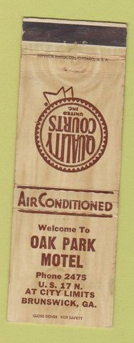 Matchbook Cover - Oak Park Motel Brunswick GA