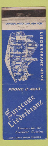 Matchbook Cover - Syracuse Liederkranz Home NY