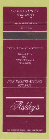 Matchbook Cover - Ashley's Toronto ON