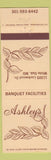 Matchbook Cover - Ashley's White Oak MD