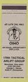 Matchbook Cover - 179th Tactical Airlift Mansfield OH Air National Guard GRAY