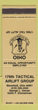 Matchbook Cover - 179th Tactical Airlift Mansfield OH Air National Guard GOLD