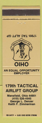 Matchbook Cover - 179th Tactical Airlift Mansfield OH Air National Guard GOLD