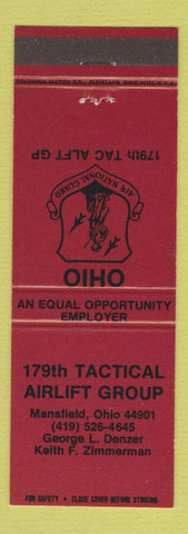 Matchbook Cover - 179th Tactical Airlift Mansfield OH Air National Guard MAROON