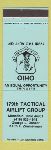 Matchbook Cover - 179th Tactical Airlift Mansfield OH Air National Guard BLUE