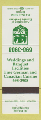 Matchbook Cover - Association of Danube Swabians Toronto ON