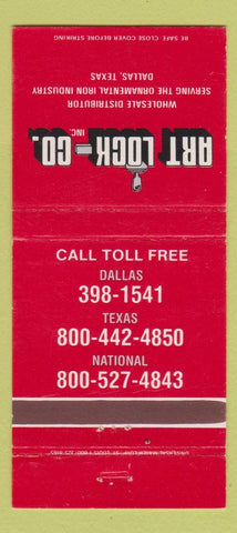 Matchbook Cover - Art Lock Ornamental Iron Dallas TX 30 Strike