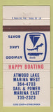 Matchbook Cover - Atwood Lake Marina ERST 30 Strike