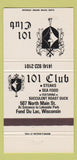 Matchbook Cover - 101 Club Fond Du Lac WI 30 Strike