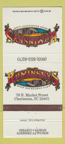 Matchbook Cover - Kaminsky's Cafe Charleston SC 30 Strike
