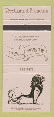 Matchbook Cover - Le Lion D'or Washington DC French Restaurant 30 Strike