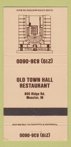 Matchbook Cover - Old Town Hall Restaurant Munster IN 30 Strike