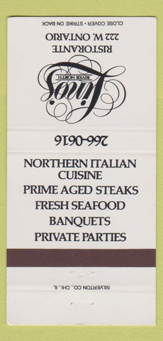 Matchbook Cover - Lino's River North Italian Chicago IL 30 Strike