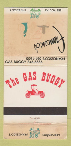 Matchbook Cover - Gas Buggy Francesco's Dearborn MI WORN 30 Strike