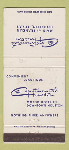 Matchbook Cover - Continental Houston Motor Hotel TX WEAR 30 Strike